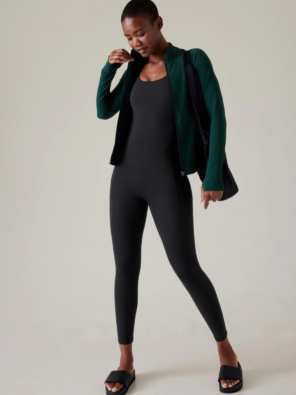 Athleta Salutation one piece bodysuit Black Women's activewear ladies XL NWT